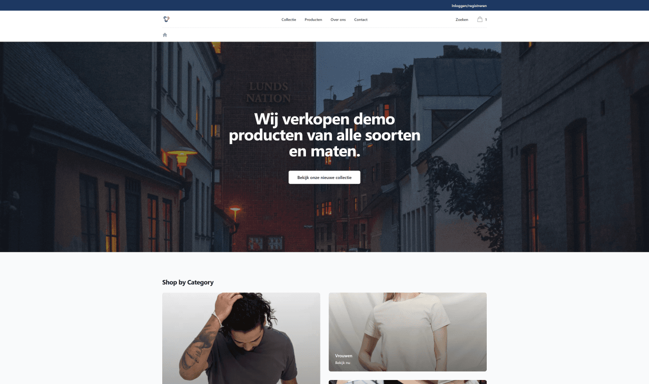 Webshop met een overzicht van productcategorieën, gebouwd met Appset