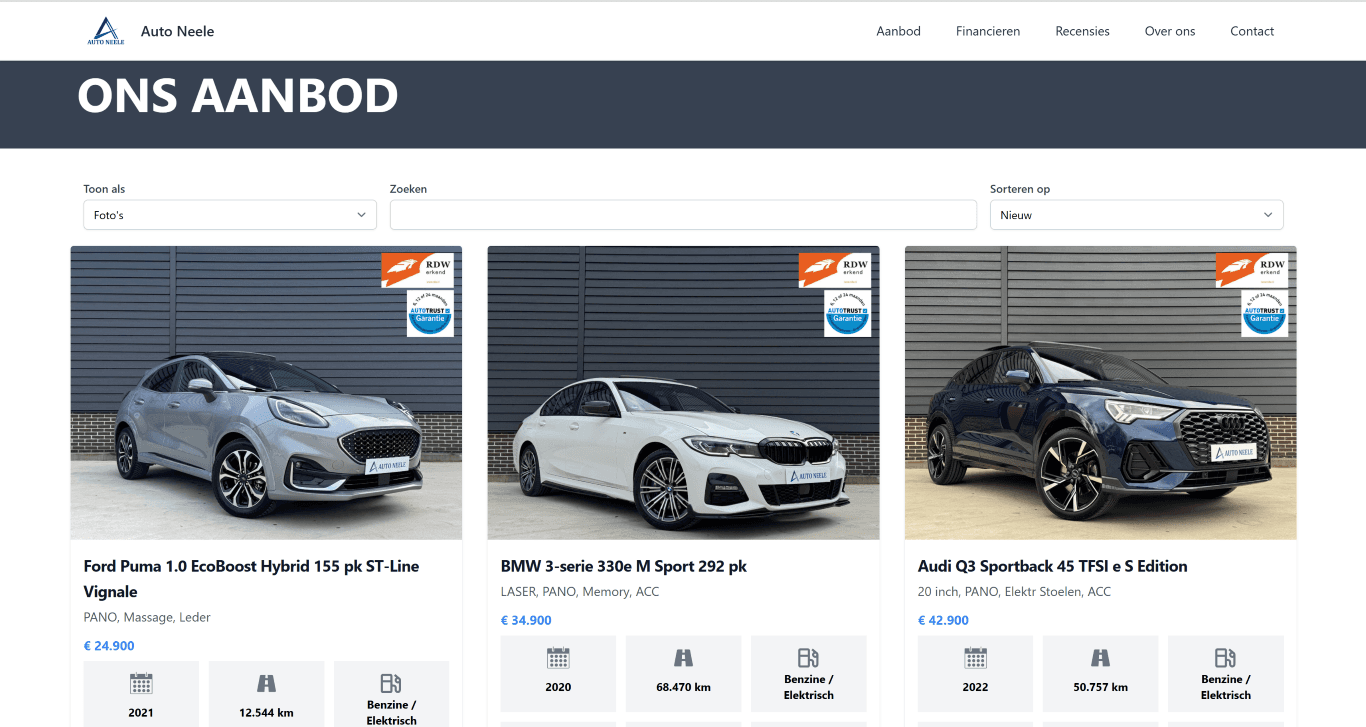 Een auto zoals die via de Wheelerdata-koppeling op de site terechtkomt